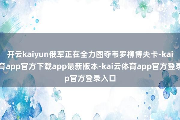 开云kaiyun俄军正在全力图夺韦罗柳博夫卡-kai云体育app官方下载app最新版本-kai云体育app官方登录入口